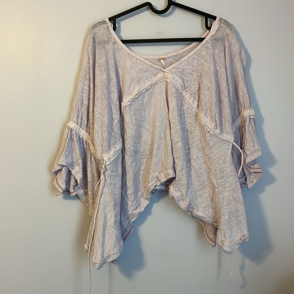 Free People Oversized Linen Sandstorm Flowy Lilac Lavender Top Size XS - Picture 2 of 16